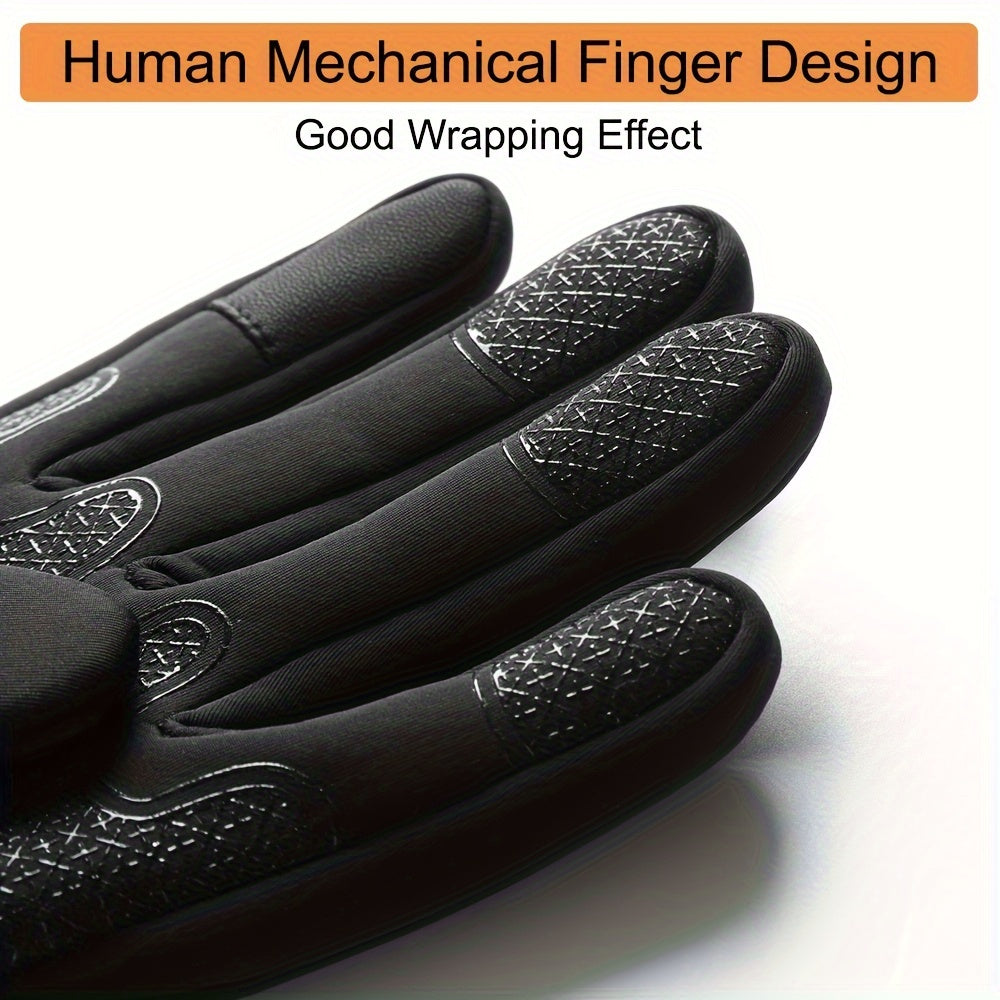 Space Souls Winter Touchscreen Gloves for Men - Water-Resistant Polyester Blend, Warm Fleece Lined, Knit Fabric, Pull-On with Hand Washable Operation - Ideal for Outdoor Sports, Cycling, Fishing, Skiing - Christmas, Halloween