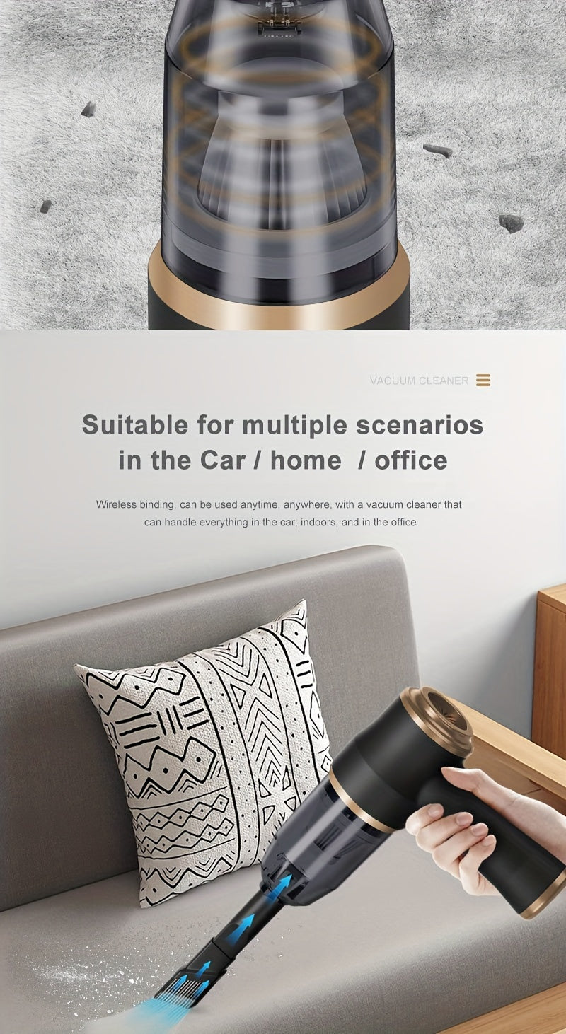 Handheld wireless portable vacuum cleaner, rechargeable, 2000 * 2 milliampere battery, suction force 5000Pa, integrated blowing and suction, suitable for multifunctional high-power small home appliance vacuum cleaners in auto