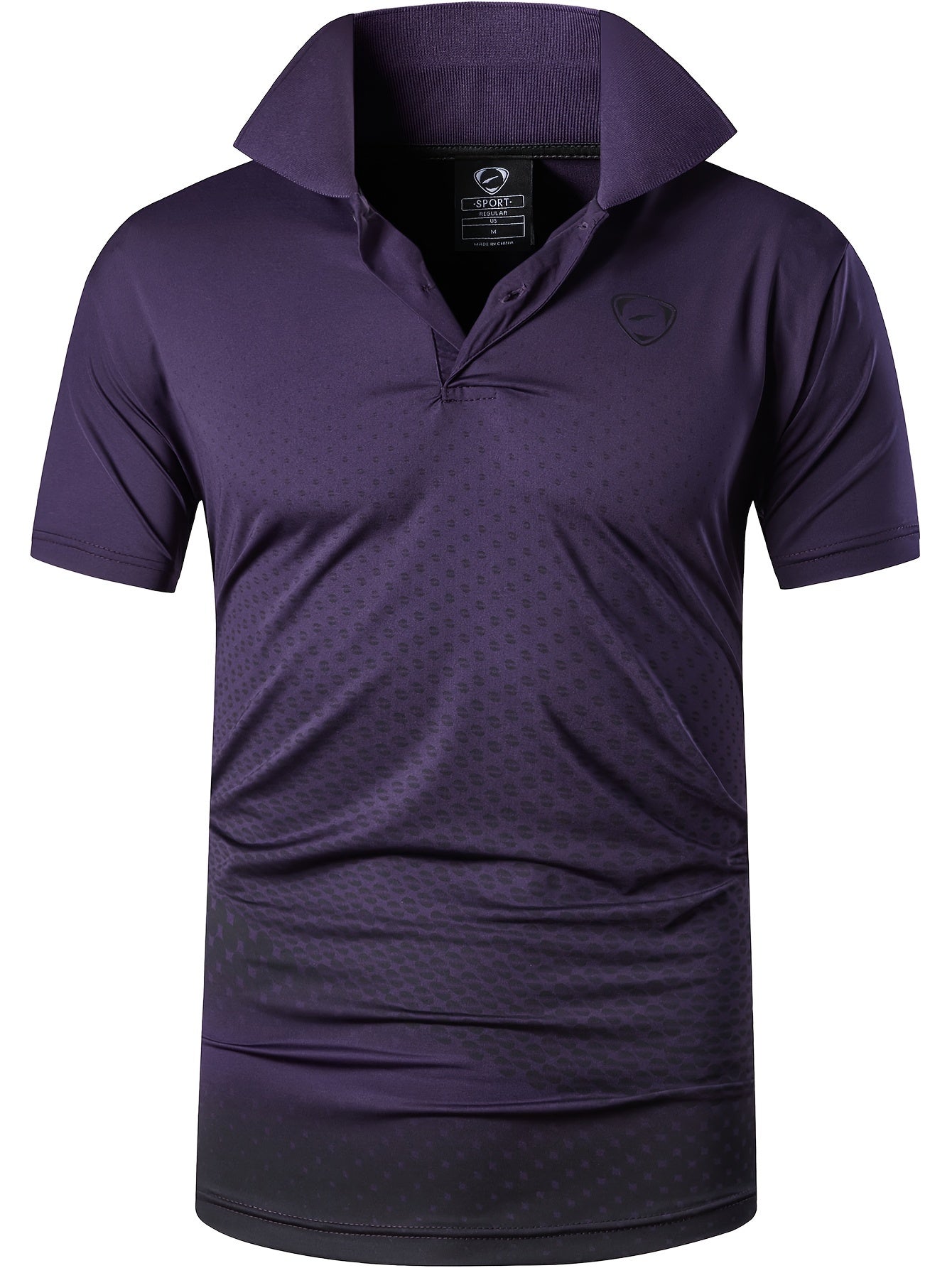 Jeansian Men's Lightweight Breathable Sport Shirt - Vibrant Orange All-Over Dot Print, Stretch Polyester Short Sleeve with Collar & Button Placket for Tennis Golf Bowling, Regular Fit All-Season Casual Athletic Wear, Tennis A