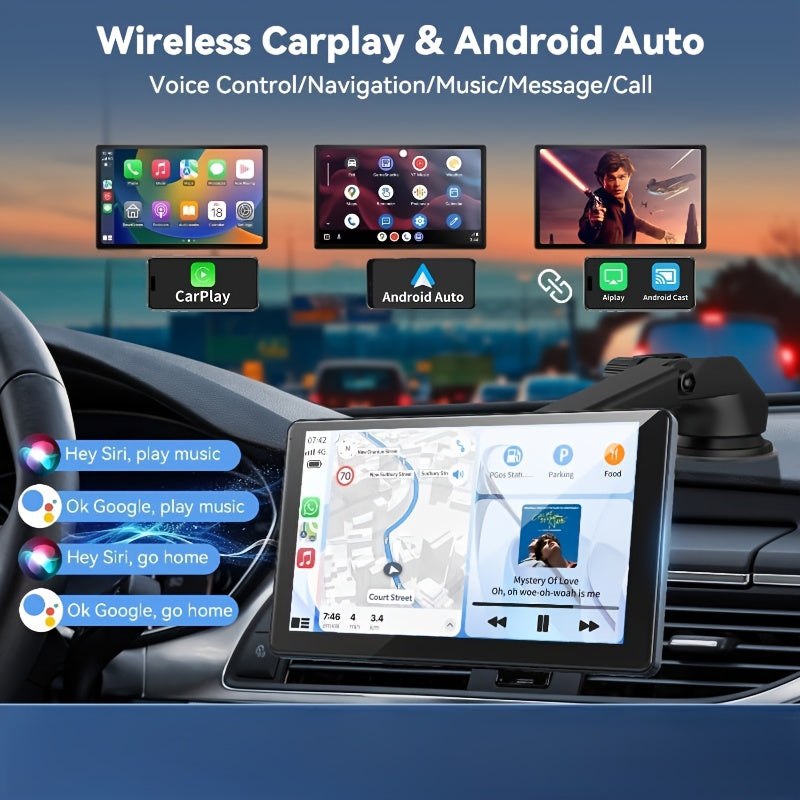 9'' 1080P CarplayTouch Screen Double, Car Stereo, Radio, MP5 Player, Car Audio Receivers, Support Mirror Link/ Hands Free Call/ BT/ FM/ Wireless Remote/ TF/ USB/ Aux with IR Remote Control, Driving Navigation Aid, Hands-Free