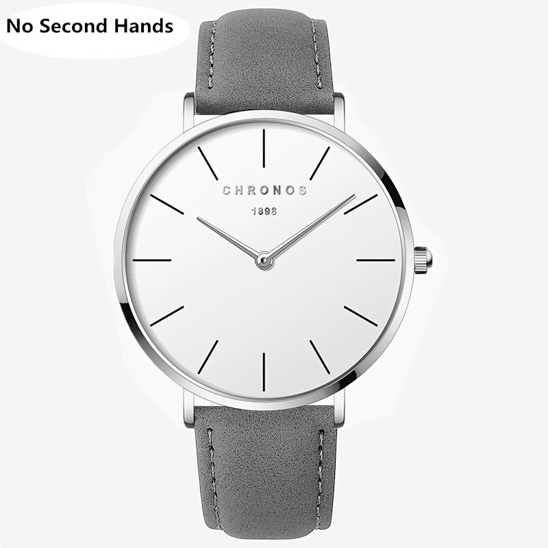 CHRONOS Men'S Classic Minimalist Watch - High Quality up to 1181.1inch, Quartz Movement Watch with Black Strap, Everyday & Formal Wear for Business, Sports, Gifts - Ideal for Men, Students, Professionals - Birthday/Christmas