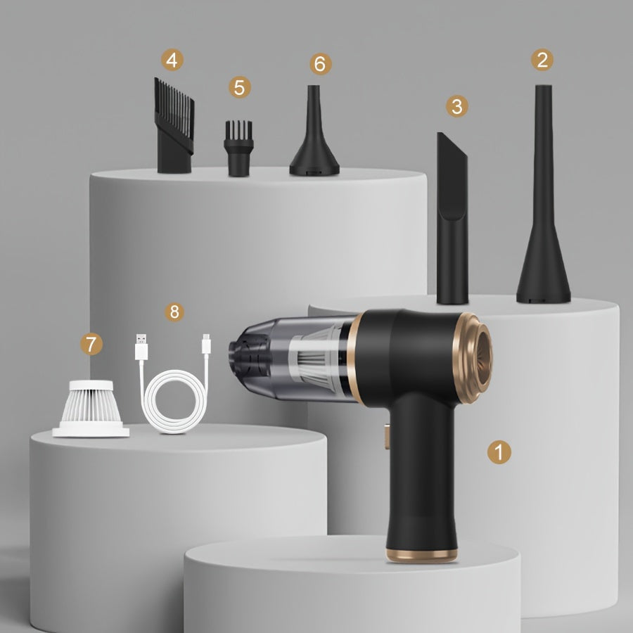 Handheld wireless portable vacuum cleaner, rechargeable, 2000 * 2 milliampere battery, suction force 5000Pa, integrated blowing and suction, suitable for multifunctional high-power small home appliance vacuum cleaners in auto