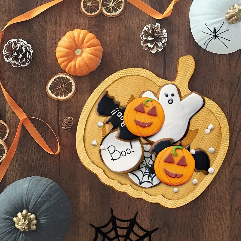 1pc Halloween-Themed Wooden Cutting Board - Easy Clean, Durable, Choose Your Design: Angry Pumpkin or - Perfect for Cheese, Charcuterie & BBQs - Ideal Kitchen Accessory