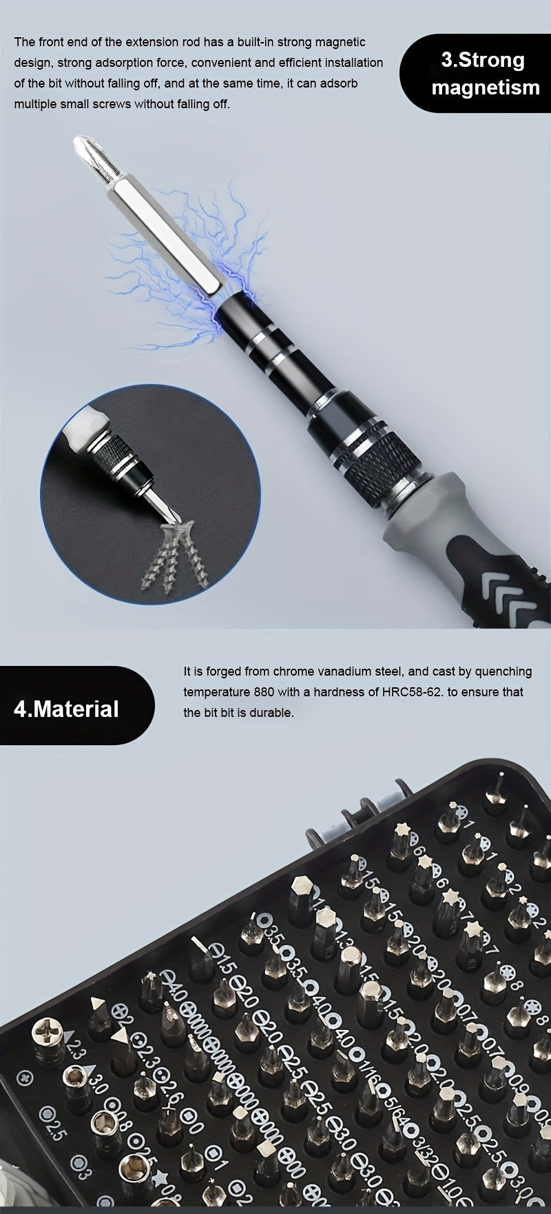 115-in-1 Precision Screwdriver Set - Magnetic Repair Tool Kit for Phones, Laptops & Electronics | Ergonomic Anti-Slip Handle, Chrome Vanadium Steel, Hex, Torx, Triangular, Angle, Drill Bit