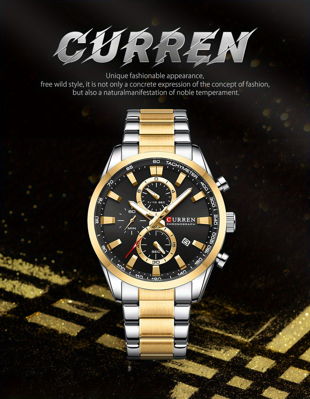 [CURREN Business Watch] CURREN Multifunctional Chronograph Business Men's Watch, Round Wristwatch, Ideal Choice For Gifts
