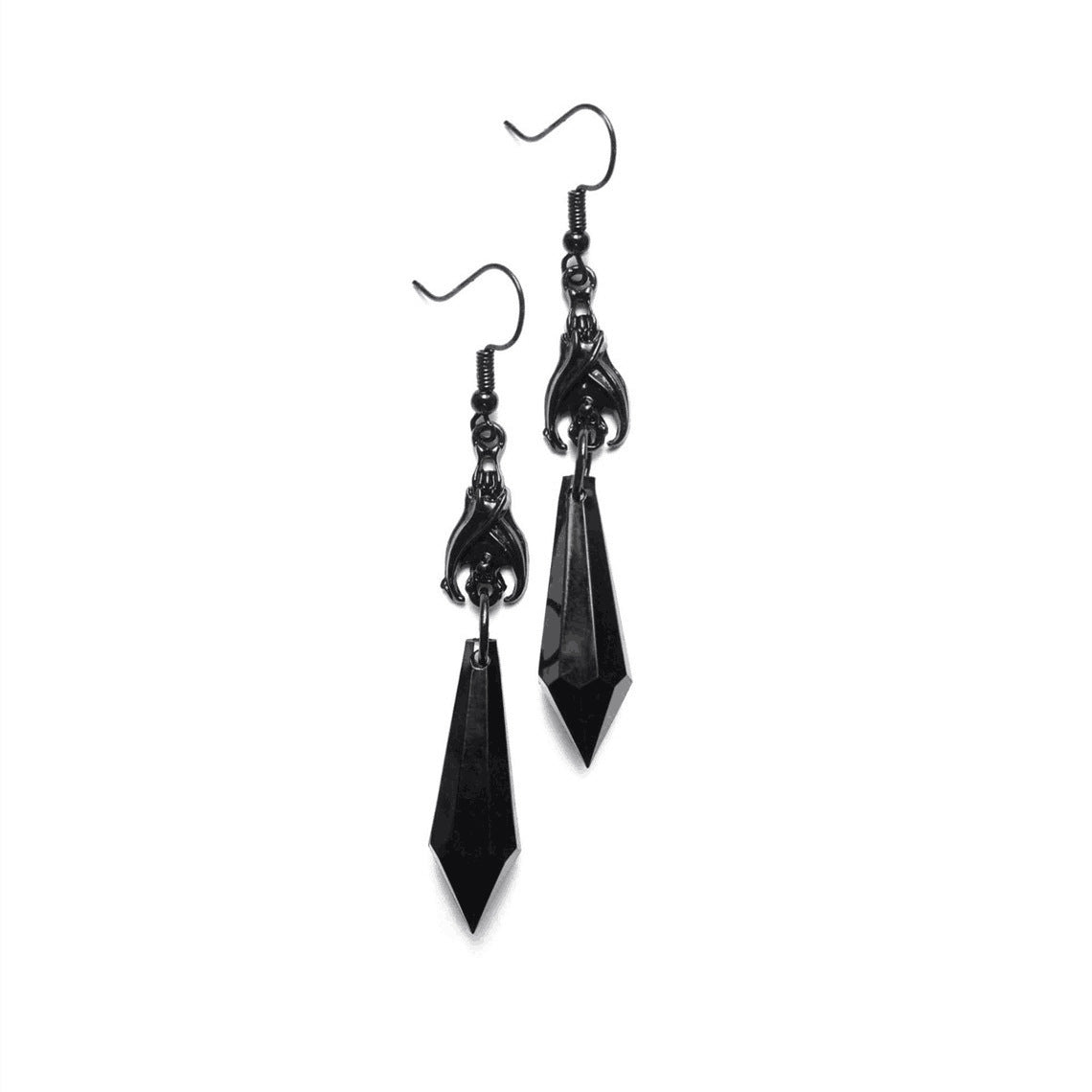 Gothic Bat Dangle Earrings with Red and Black Faux Gemstones - Alloy, Perfect for Parties, Daily Wear, or as a Gift for Friends, Party Accessories | Dramatic Design | Alloy Construction, Halloween Earrings