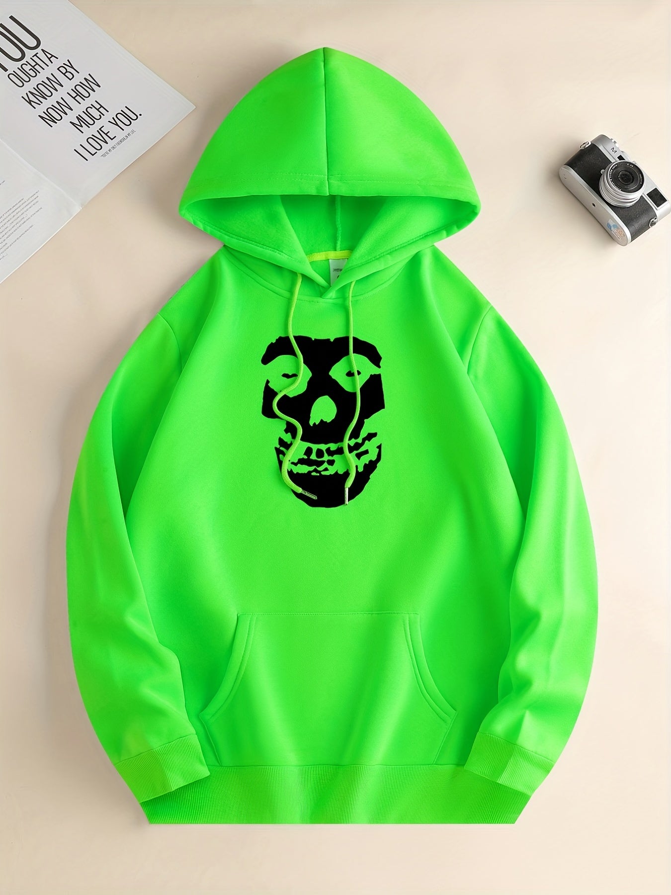 Skull Print Hoodie, Hoodies For Men, Men's Casual Graphic Design Pullover Hooded Sweatshirt With Kangaroo Pocket Streetwear For Winter Fall, As Gifts Halloween