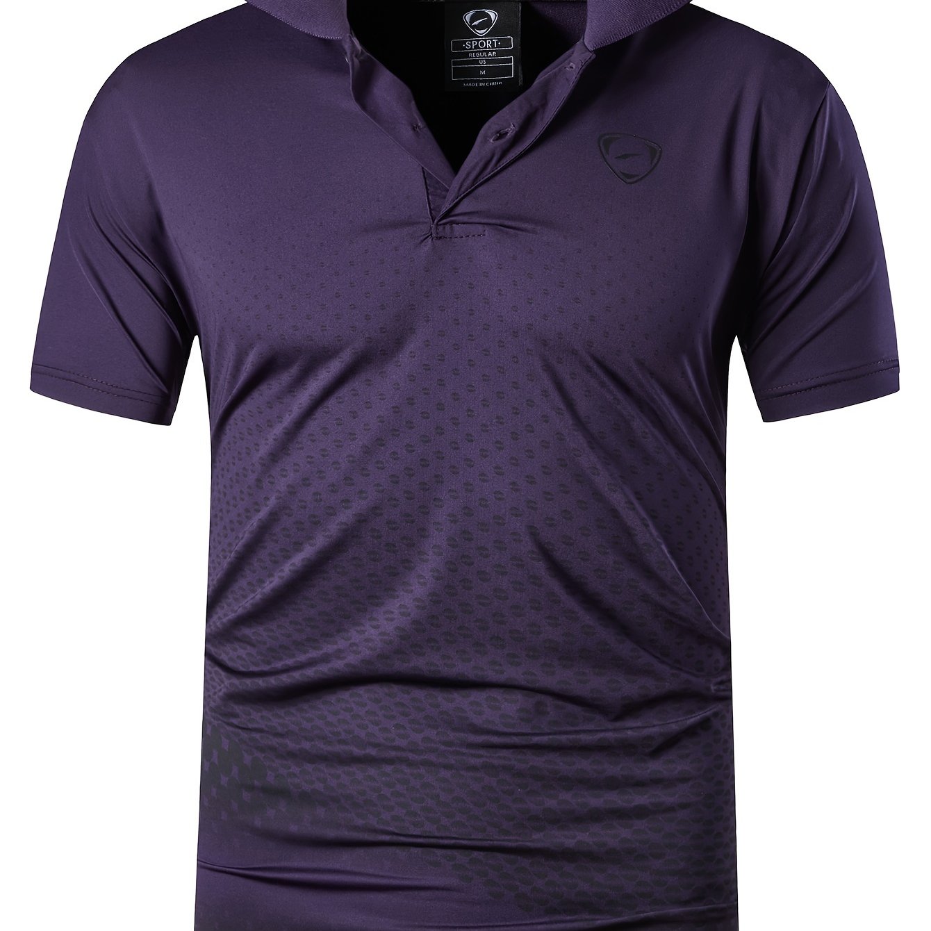 Jeansian Men's Lightweight Breathable Sport Shirt - Vibrant Orange All-Over Dot Print, Stretch Polyester Short Sleeve with Collar & Button Placket for Tennis Golf Bowling, Regular Fit All-Season Casual Athletic Wear, Tennis A