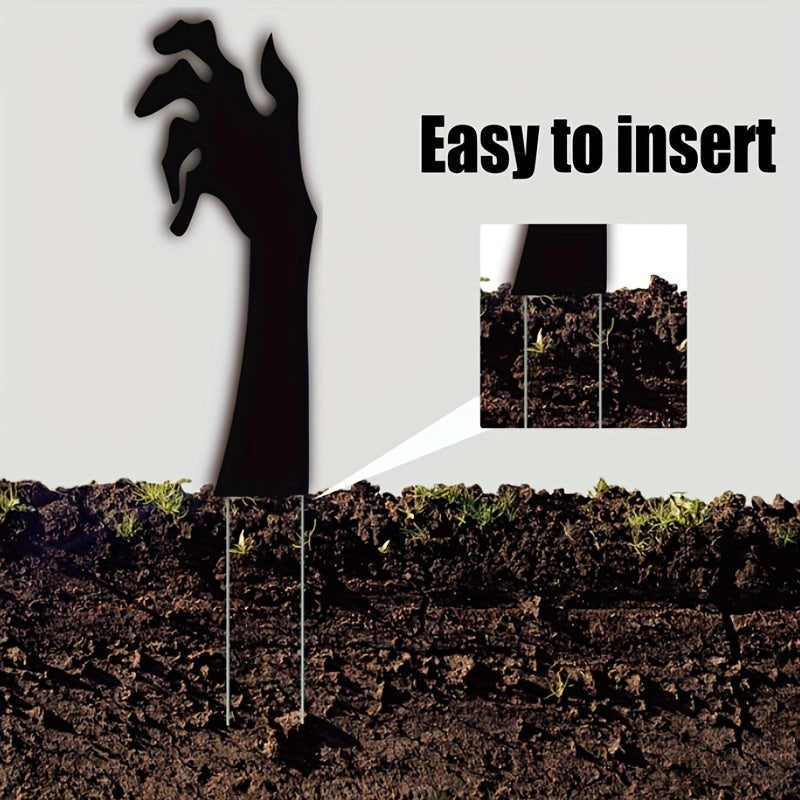 5pcs, Halloween Decoration Black Hand Courtyard Logo 5 Outdoor Garden Lawn Stake Logo Suitable For Halloween Party Decoration Supplies Props