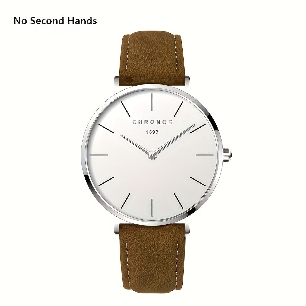 CHRONOS Men'S Classic Minimalist Watch - High Quality up to 1181.1inch, Quartz Movement Watch with Black Strap, Everyday & Formal Wear for Business, Sports, Gifts - Ideal for Men, Students, Professionals - Birthday/Christmas