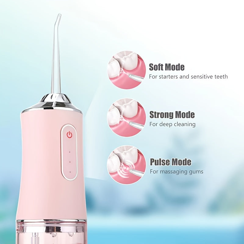 1pc Portable Dental Water Flosser, USB Rechargeable Water Jet Floss Tooth Pick 4 *Jet Tip 3 Modes Wireless Security Home Electronics Cute Gift, 5V Mobile Phone Data Cable, USB Socket, Power Bank Charging