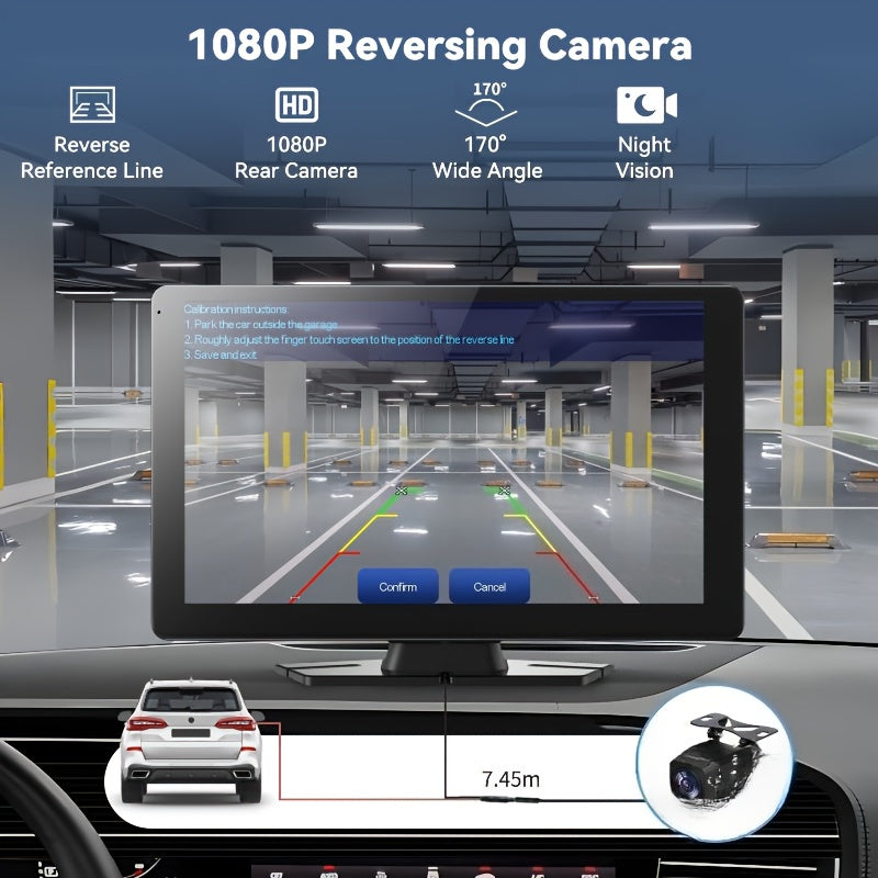 9'' 1080P CarplayTouch Screen Double, Car Stereo, Radio, MP5 Player, Car Audio Receivers, Support Mirror Link/ Hands Free Call/ BT/ FM/ Wireless Remote/ TF/ USB/ Aux with IR Remote Control, Driving Navigation Aid, Hands-Free