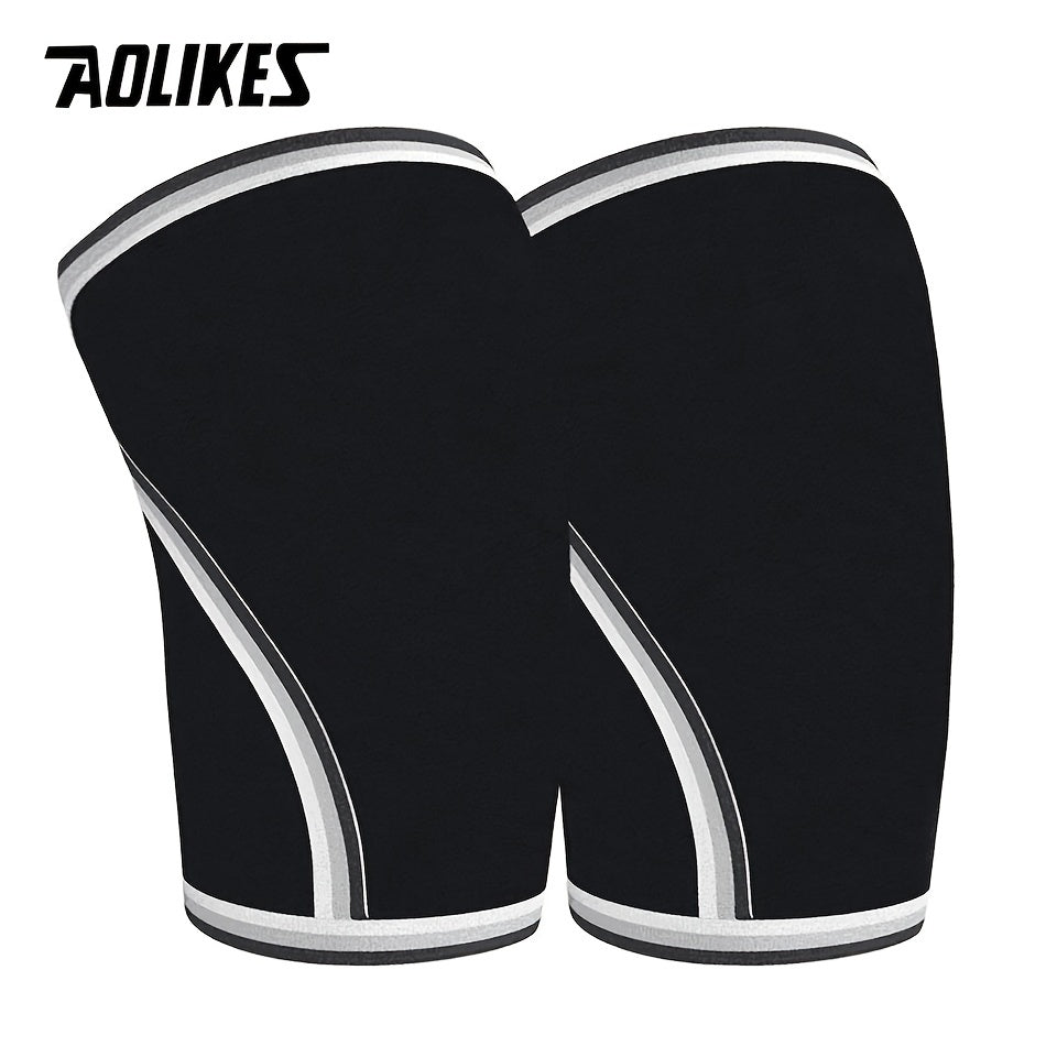 1pair AOLIKES Knee Support Sleeves - 7mm/0.28in Neoprene Compression Sports Protector for Men and Women, Enhancing Performance and Reducing Injury Risk