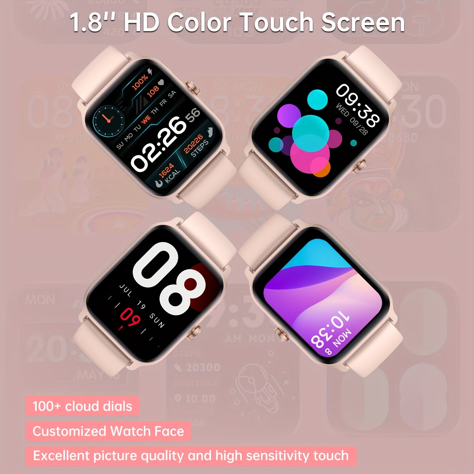 FUVEHA Smart Watch, Compatible With Android And For iPhone, Sports Electronics With Remote Camera, Men's Watch With Wireless Call And Text Reminder, Built-in Activity Fitness Tracker For 100 Sports