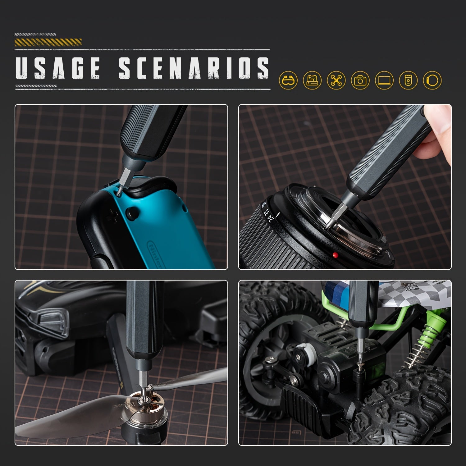 VMAN 46-in-1 Mini Electric Precision Screwdriver Set with Magnetic Bits (, 46 Bits) - - -like Repair Tool Kit for Electronics, Smartphones, Laptops, Watches, Cameras - Compatible with H4 Flashlights &