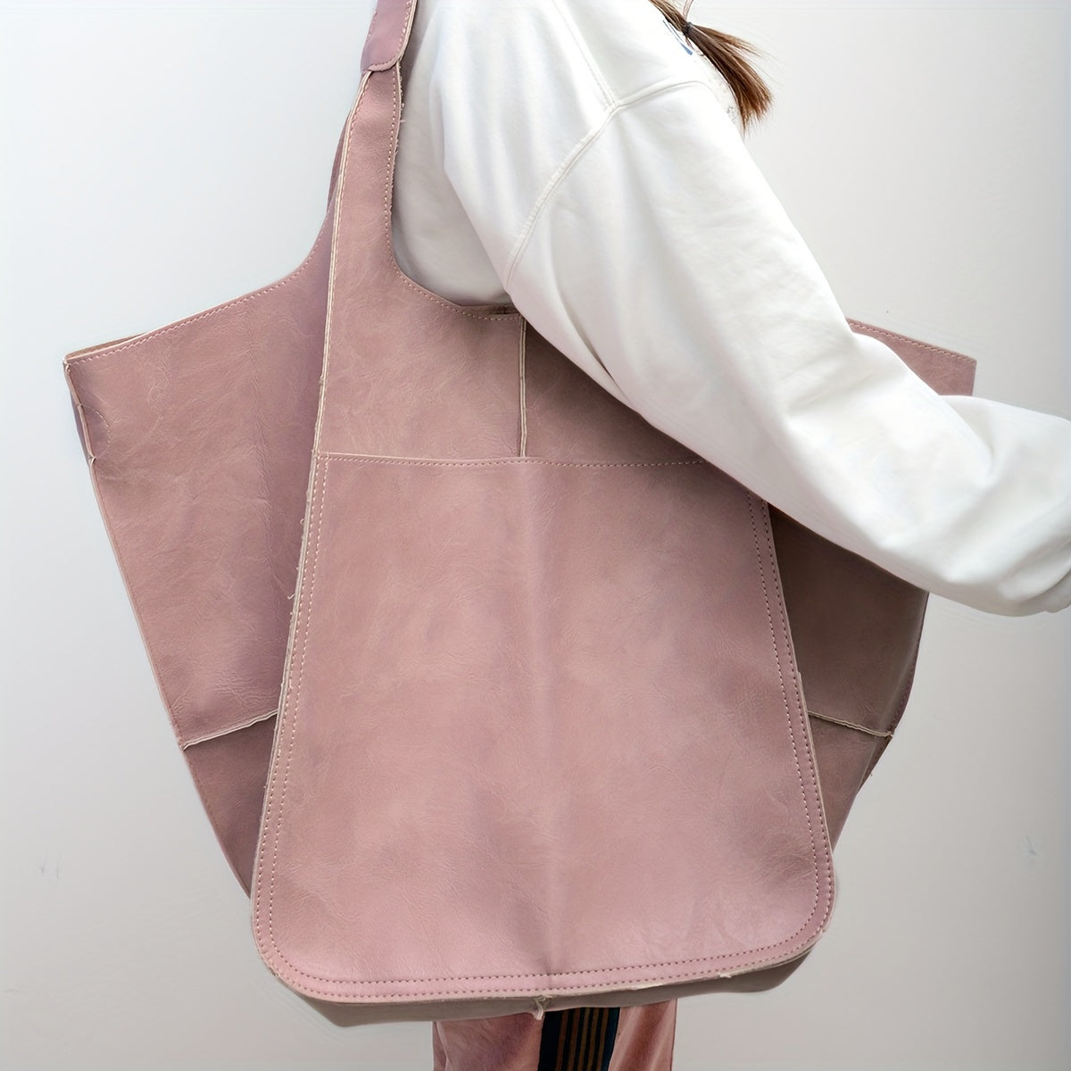 [High Capacity] Retro Handmade Large Beach Tote Bag | 1pc | Synthetic | High Capacity Zipper | Beach Accessory | Women | Retro Style | Sturdy Construction