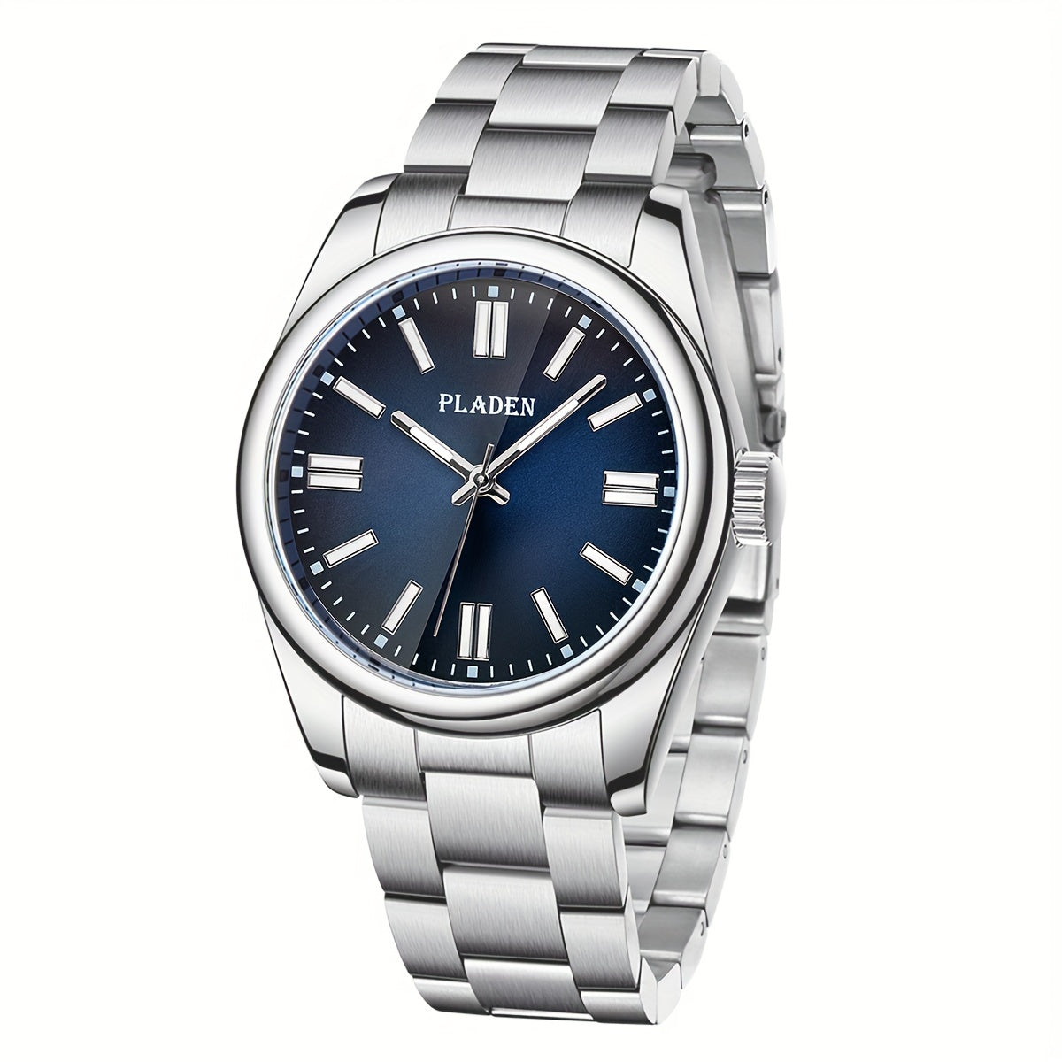 PLADEN Stylish Classic Stainless Steel Business Luminous Quartz Watch, Men's Gift