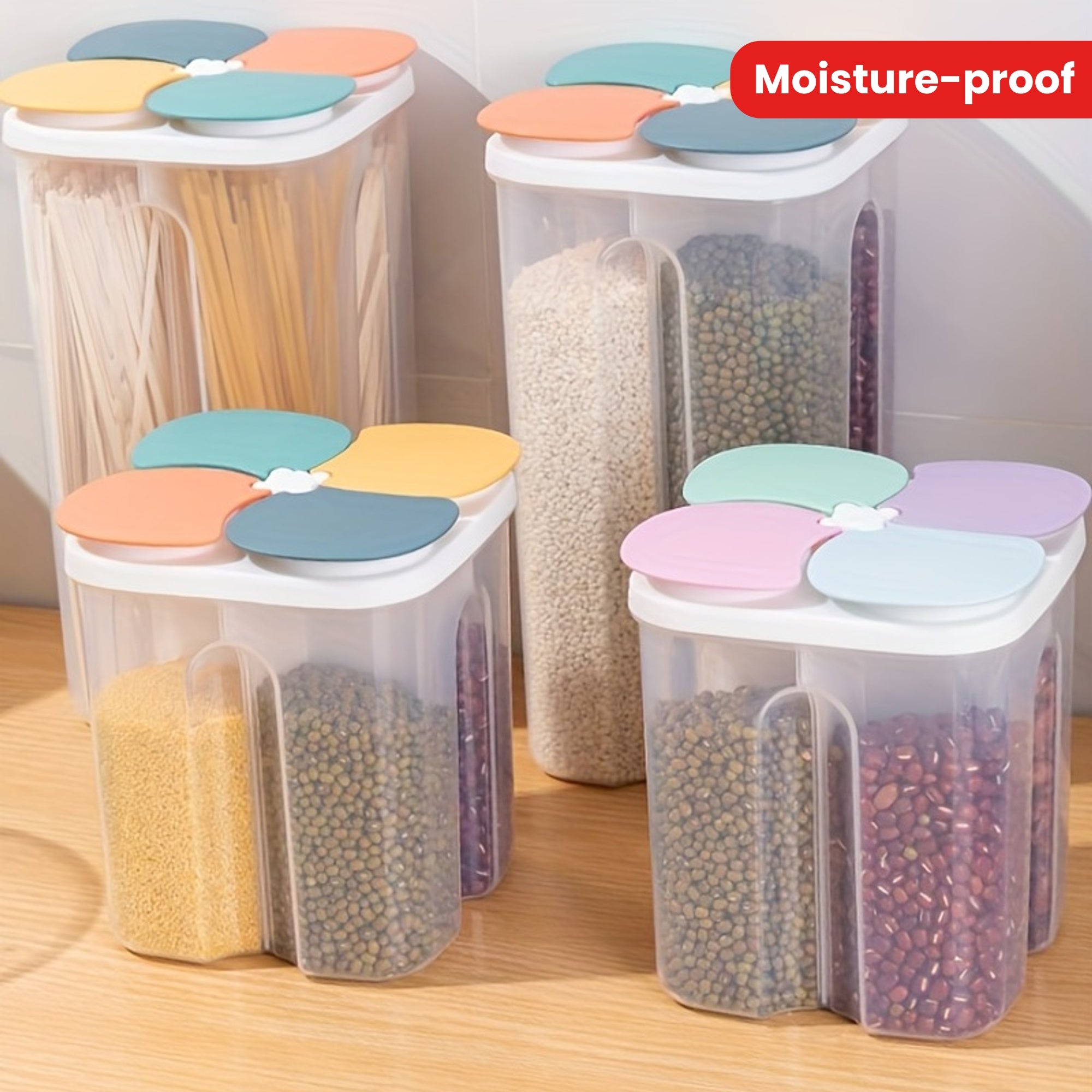 1pc Large Capacity Moisture-Proof Cereal Jar with Divided Compartments - Food Jars & Canisters for Home Kitchen Storage, Airtight Freshness Keeper, Easy Organization, and Space-Saving Design