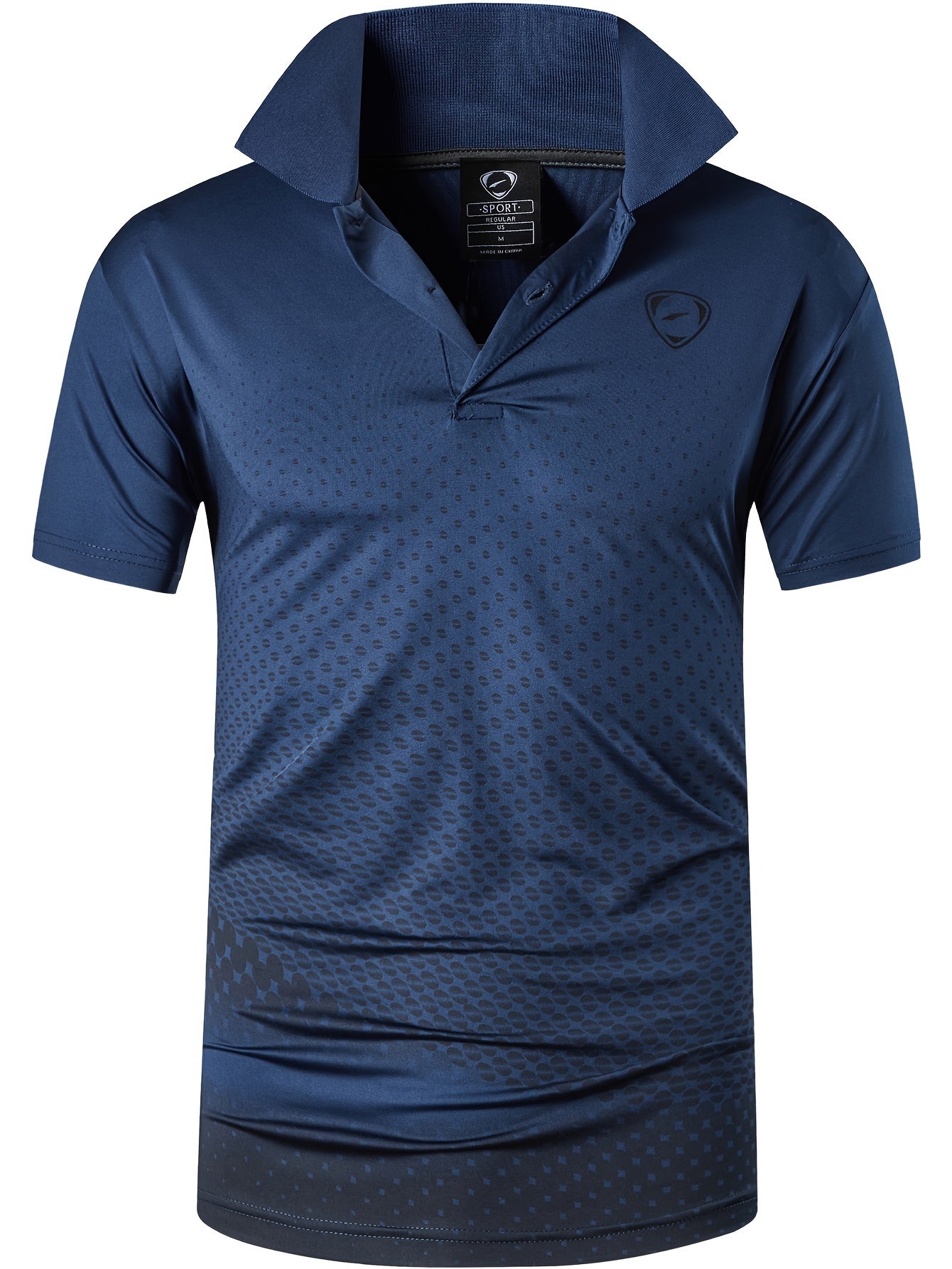 Jeansian Men's Lightweight Breathable Sport Shirt - Vibrant Orange All-Over Dot Print, Stretch Polyester Short Sleeve with Collar & Button Placket for Tennis Golf Bowling, Regular Fit All-Season Casual Athletic Wear, Tennis A