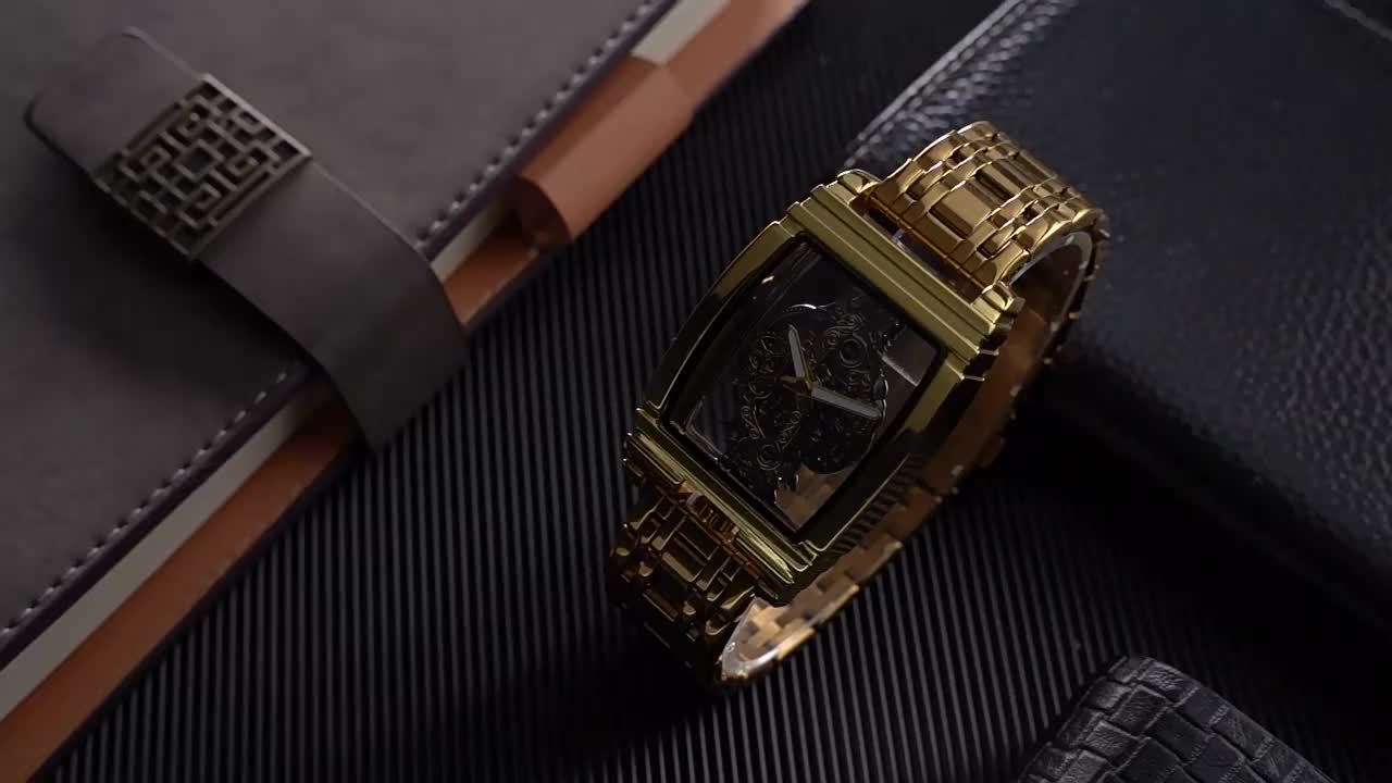 Sleek Luxury Men's Quartz Watch - Stainless Steel Band, Luminous Dial, Hollow-Out Design, Folding Clasp