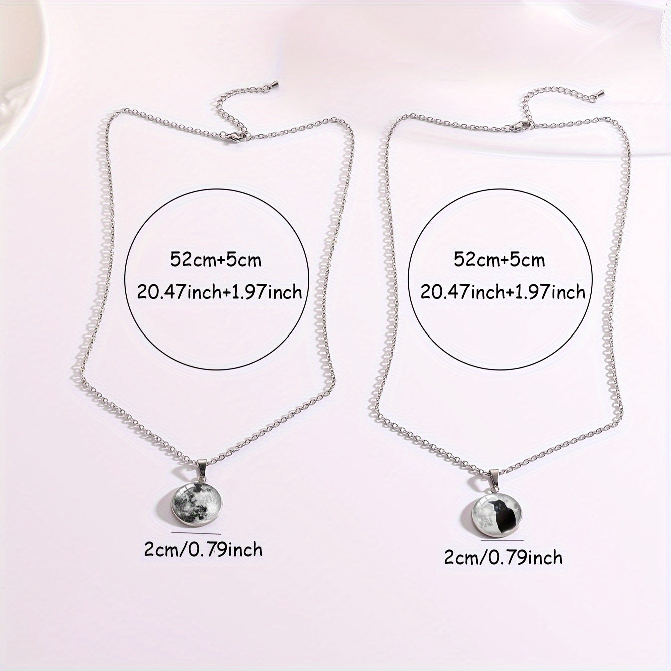 Elegant Gothic Style Stainless Steel Pendants, 2PC Set Full Moon Raven Necklace, No Plating Round Shaped Pendants, Simple Vintage Jewelry for Halloween Celebrations