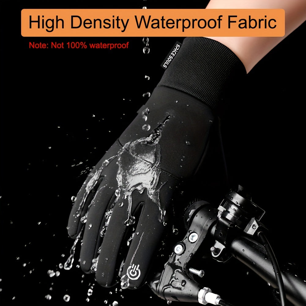 Space Souls Winter Touchscreen Gloves for Men - Water-Resistant Polyester Blend, Warm Fleece Lined, Knit Fabric, Pull-On with Hand Washable Operation - Ideal for Outdoor Sports, Cycling, Fishing, Skiing - Christmas, Halloween