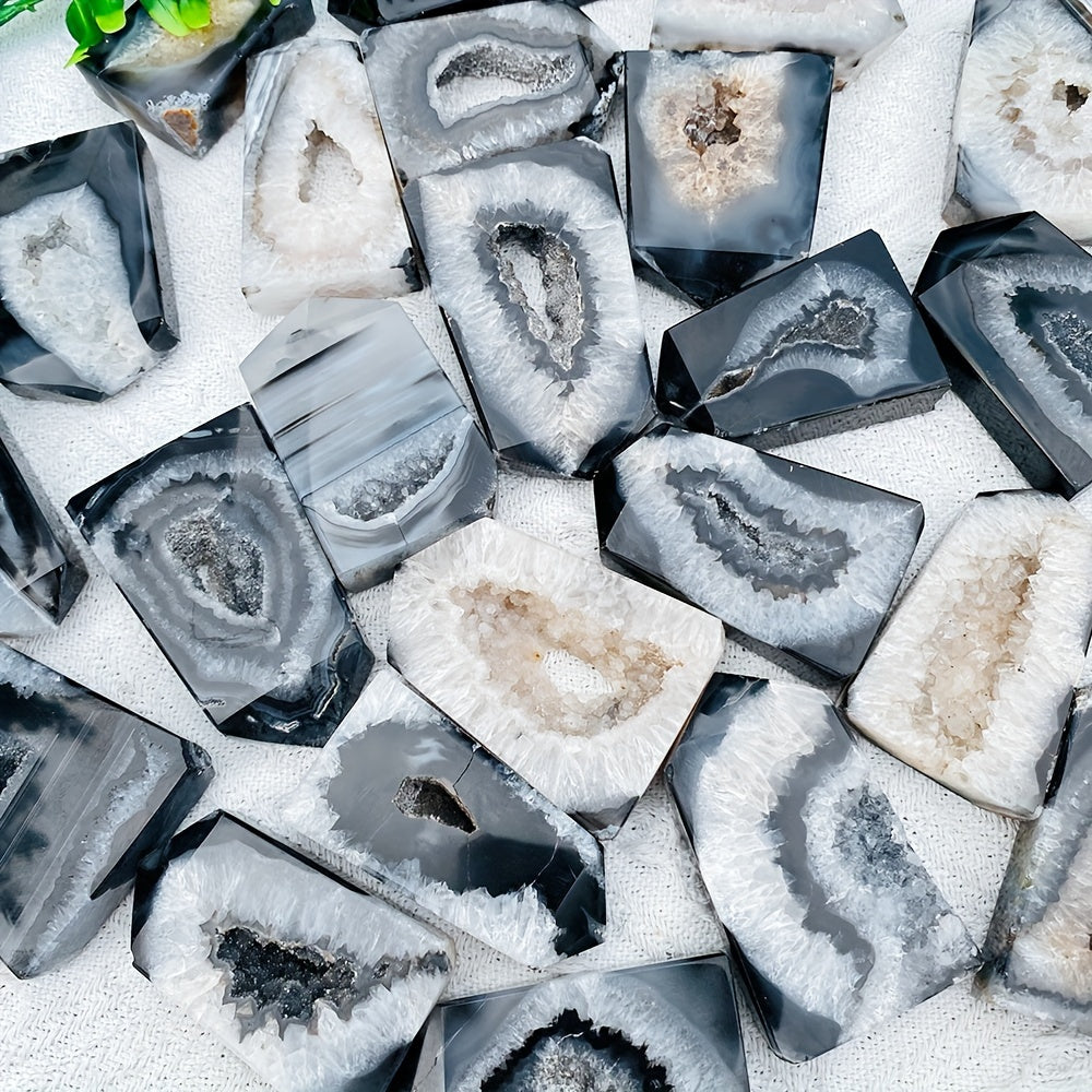 1PC Natural Black Onyx Geode Agate Point Crystal - Unique DIY Home Decor, Jewelry Making, Party Decoration Accent for Birthday, Halloween, Christmas