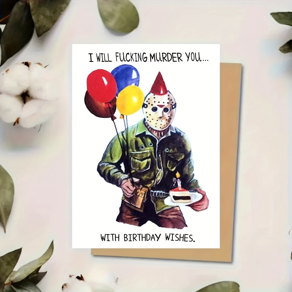 Hilarious Jason Voorhees Birthday Card - Perfect For Him Or Her, Horror Movie Theme, Spooky Killer Greeting, Halloween & Birthday Combo Horror Birthday Card