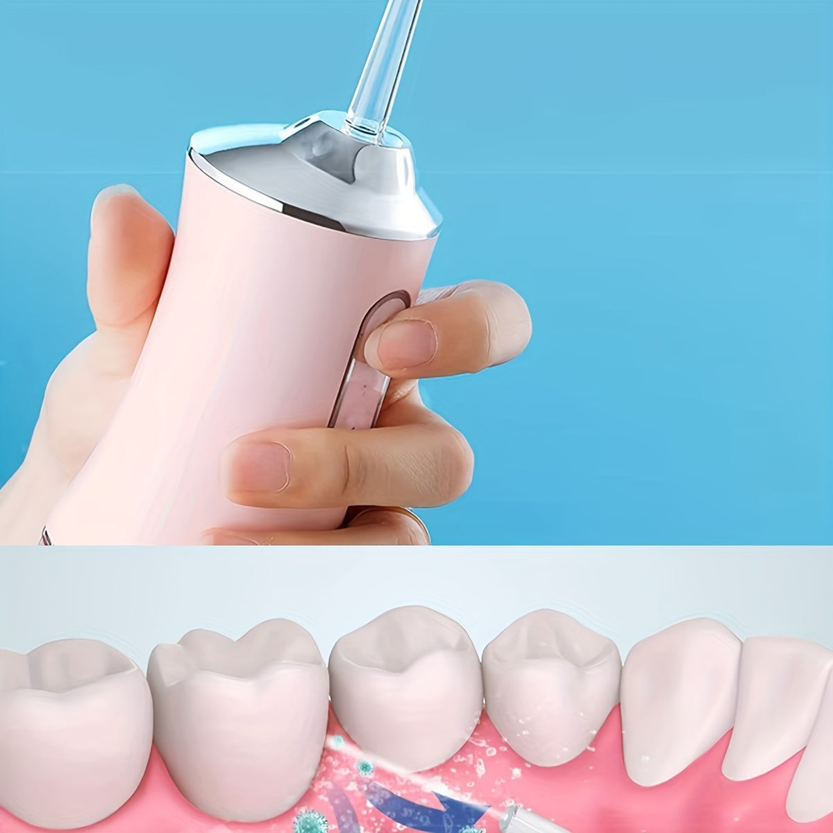 1pc Portable Dental Water Flosser, USB Rechargeable Water Jet Floss Tooth Pick 4 *Jet Tip 3 Modes Wireless Security Home Electronics Cute Gift, 5V Mobile Phone Data Cable, USB Socket, Power Bank Charging