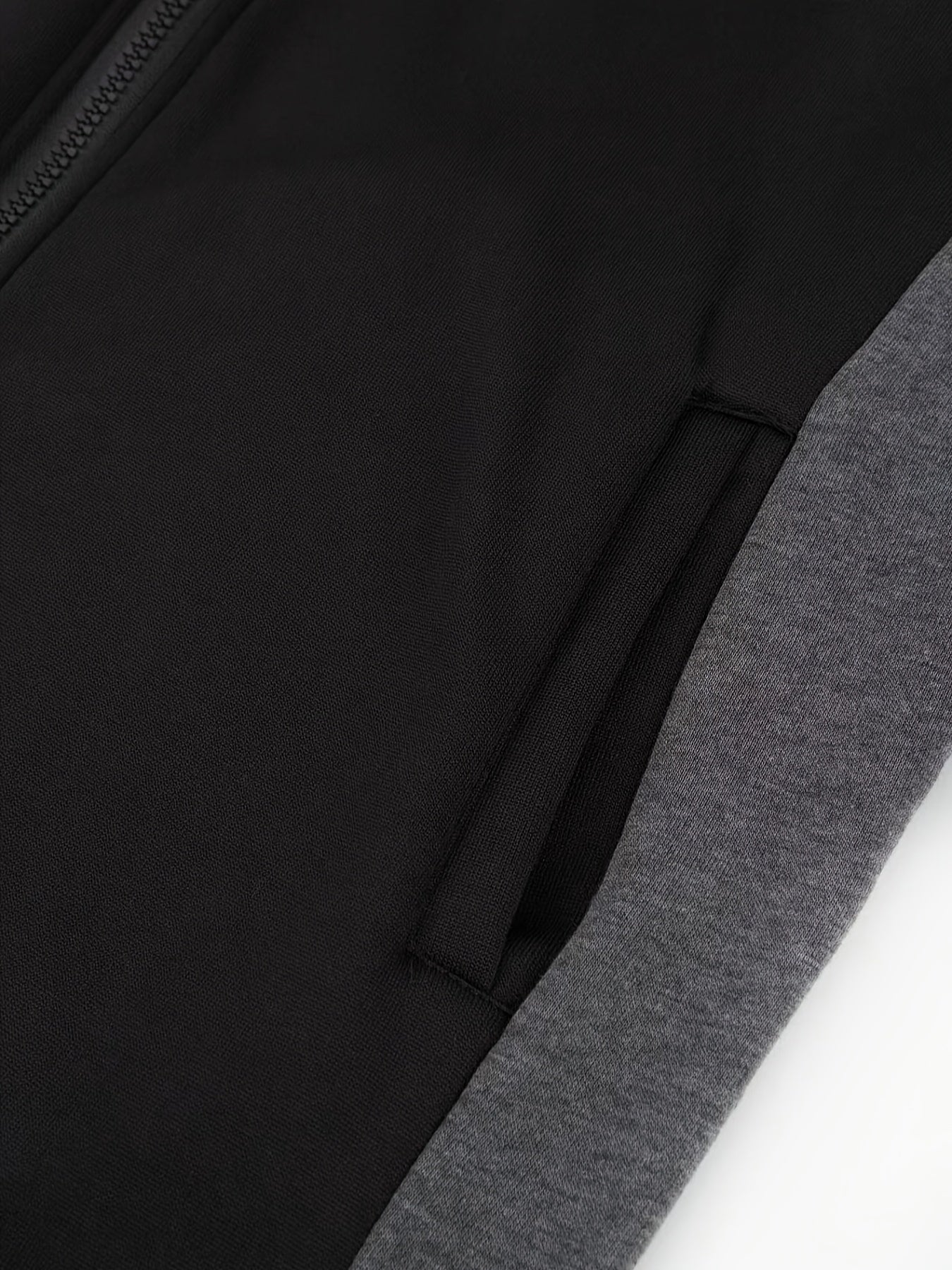 Stylish Men's Color Block Varsity Jacket - Water-Resistant Zip-Up Design with Adjustable Hood, Soft Fleece Lining, and Multiple Pockets - Perfect for Casual Outdoor Activities and Sports Events