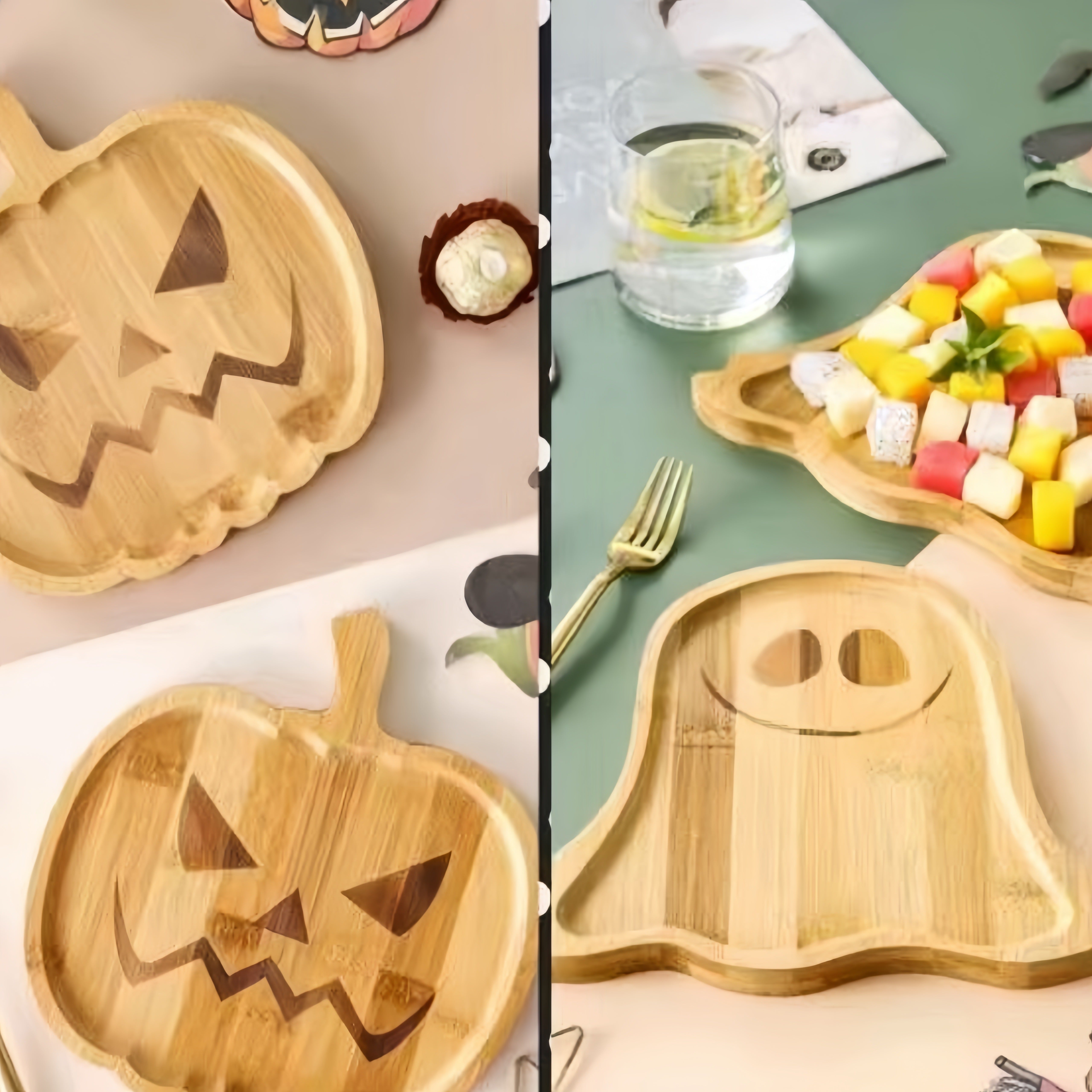 1pc Halloween-Themed Wooden Cutting Board - Easy Clean, Durable, Choose Your Design: Angry Pumpkin or - Perfect for Cheese, Charcuterie & BBQs - Ideal Kitchen Accessory