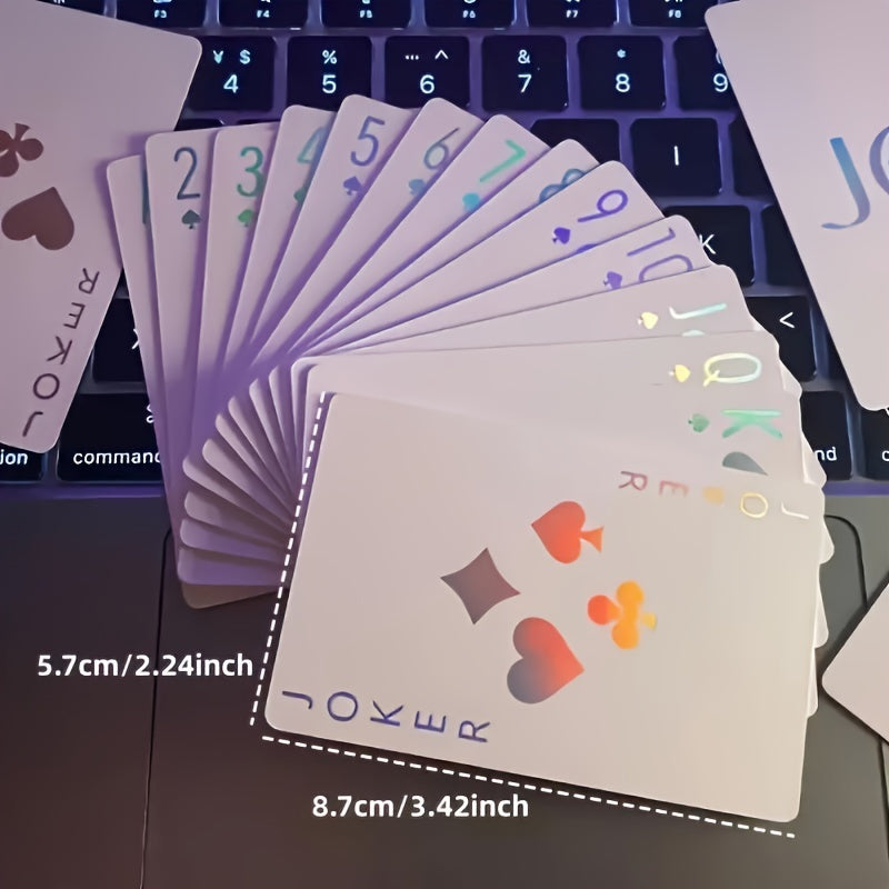 Vibrant Laser-Engraved Playing Cards - 54pcs Set for Parties & Gatherings, Durable Plastic, Ideal for Halloween & Christmas Gifts