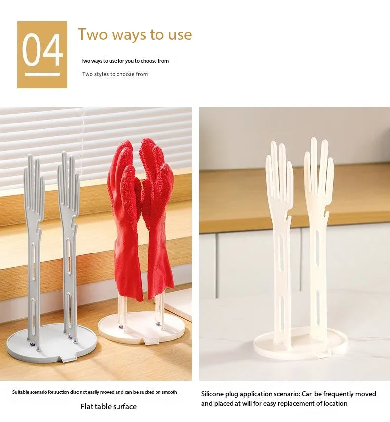 Kitchen Glove Drying Rack with Drainage Base Rubber Glove Holder and Towel Storage Box Plastic Kitchen Sink Accessories