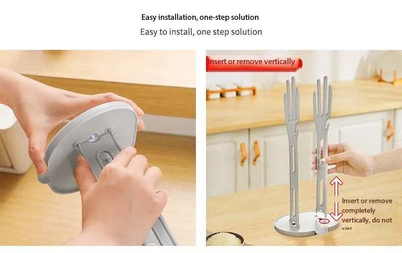Kitchen Glove Drying Rack with Drainage Base Rubber Glove Holder and Towel Storage Box Plastic Kitchen Sink Accessories