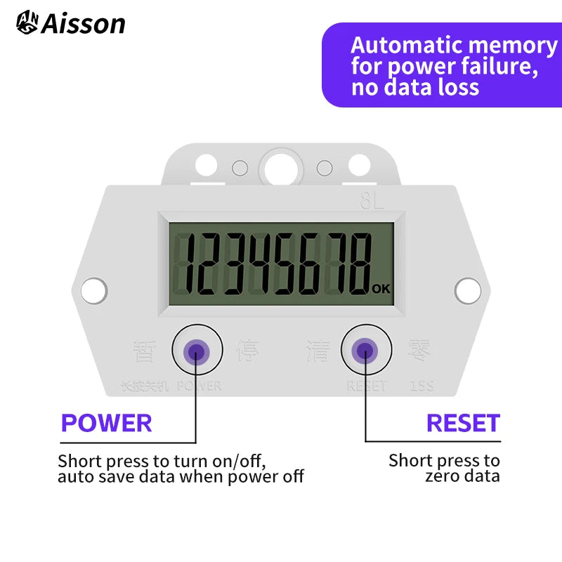 8-Digit Electronic Digital Counter, High-Frequency Punch Counter, No Voltage Counting, No Battery Included, No Sensor Included