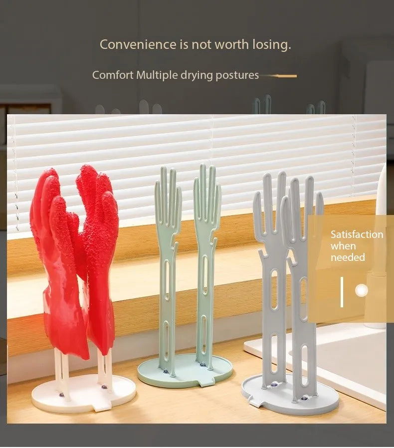 Kitchen Glove Drying Rack with Drainage Base Rubber Glove Holder and Towel Storage Box Plastic Kitchen Sink Accessories