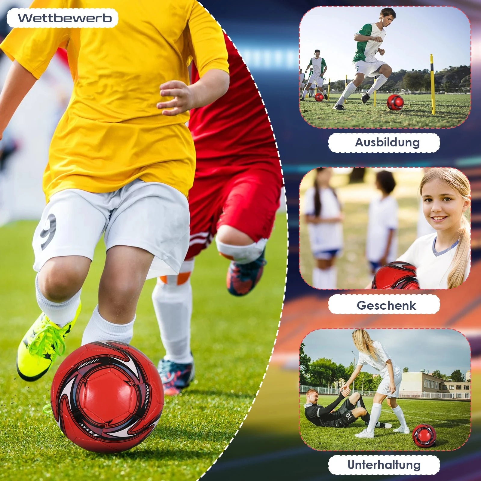 Sialkot Soccer Ball Thicken Waterproof PU Wear-resistant Outdoor Training Machine-stitched Football For Students Training Matche