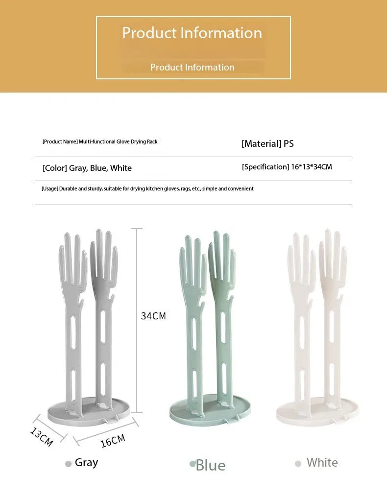 Kitchen Glove Drying Rack with Drainage Base Rubber Glove Holder and Towel Storage Box Plastic Kitchen Sink Accessories