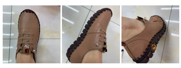Spring Shockproof Orthopedic Shoes For Women Autumn Lace Up Flats Women's Loafers Ladies Comfort Moccasins Female Driver Shoes
