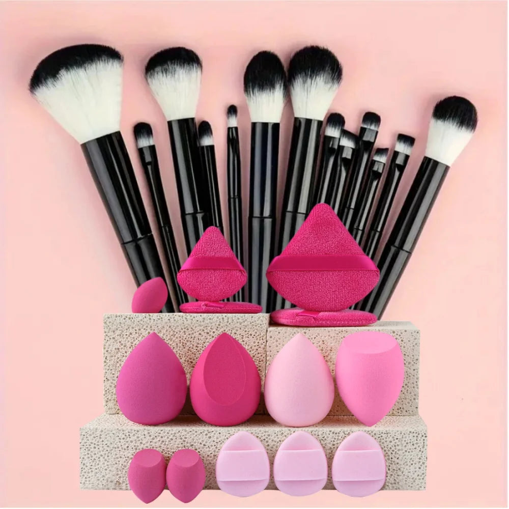 Makeup Brushes Set, Include Powder Foundation Concealers Blush Eye shadows  Makeup Brushes and Powder Puff Makeup Sponge