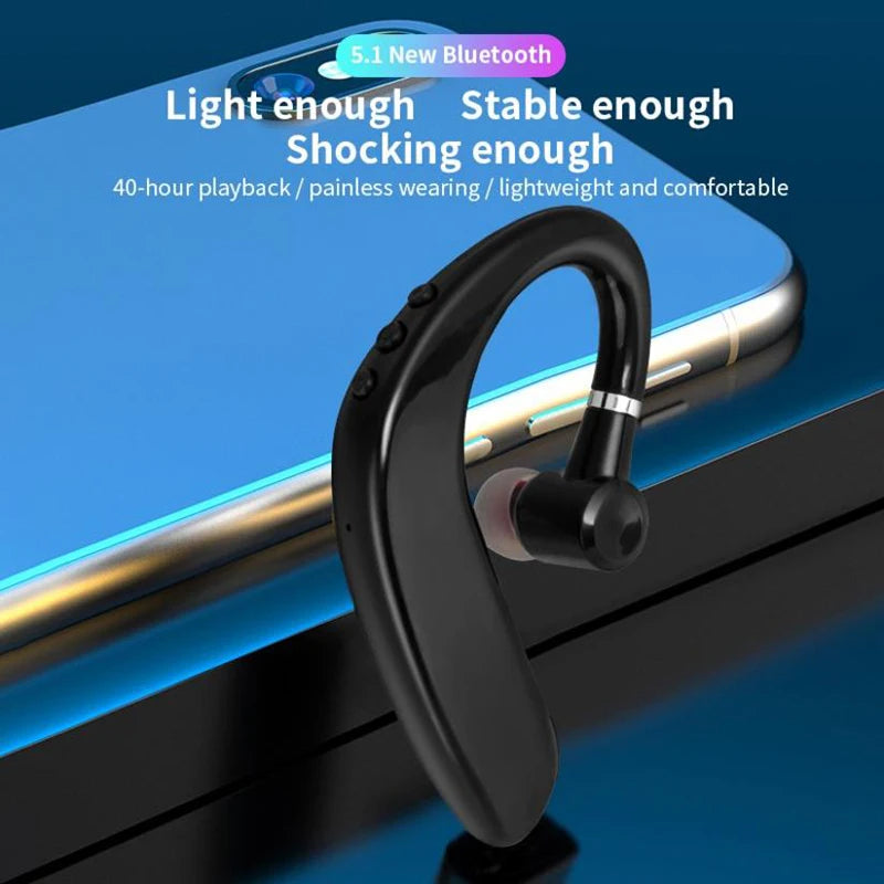 New Single Ear Business Headset Bluetooth Ear Hook Earphone HIFI Stereo Comfortable Wear For Music Work Drive Delivery Headphone