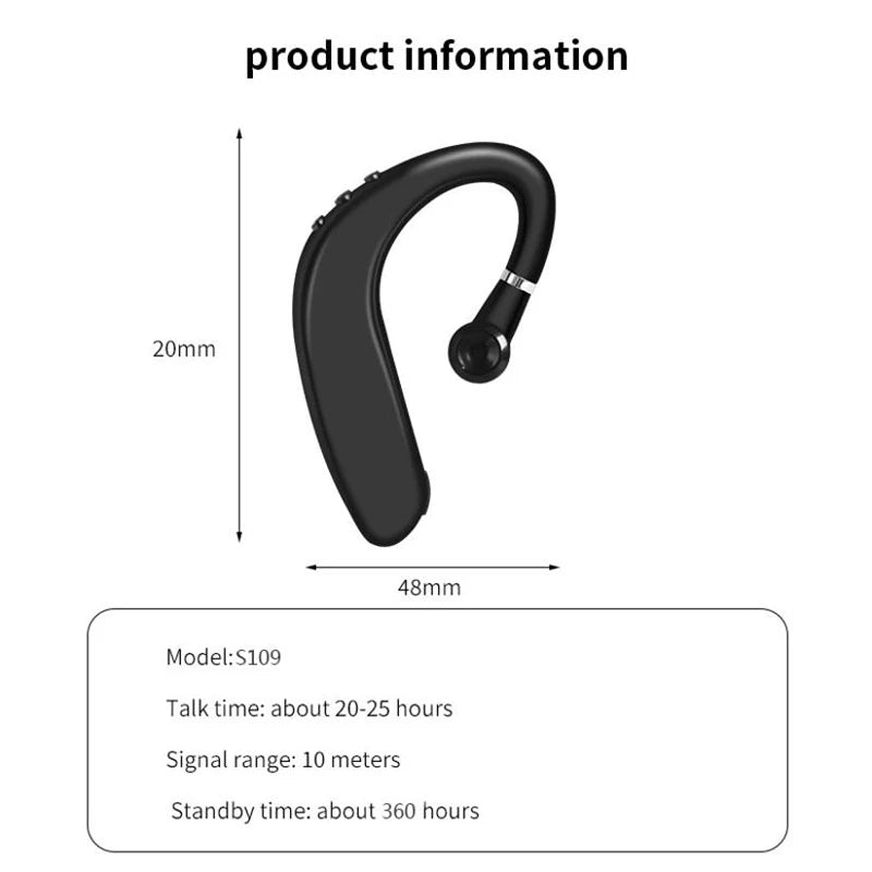 New Single Ear Business Headset Bluetooth Ear Hook Earphone HIFI Stereo Comfortable Wear For Music Work Drive Delivery Headphone
