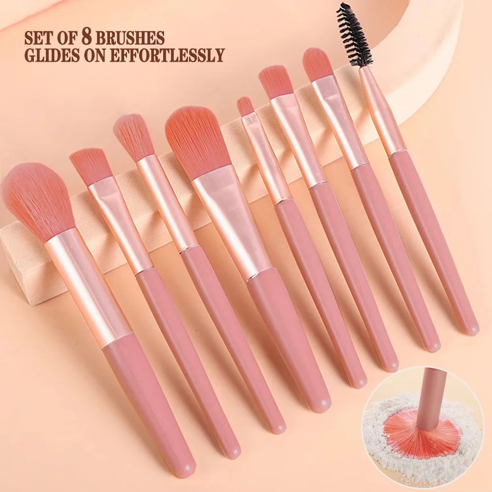 Makeup Brush Set with Soft Bristles – Portable Kit for Foundation, Blush, Eyeshadow, Concealer | Festival & Nude Looks