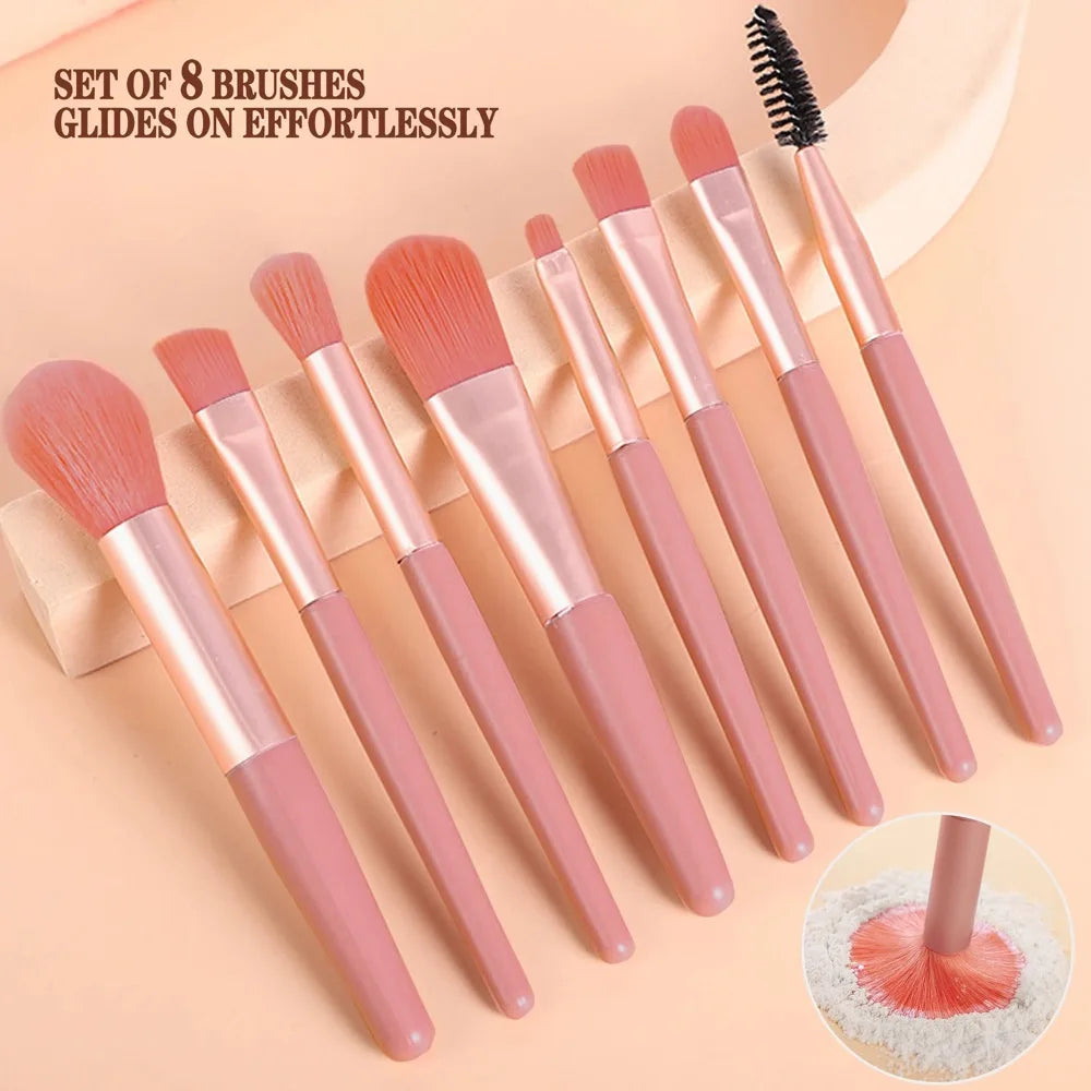 Makeup Brush Set with Soft Bristles – Portable Kit for Foundation, Blush, Eyeshadow, Concealer | Festival & Nude Looks