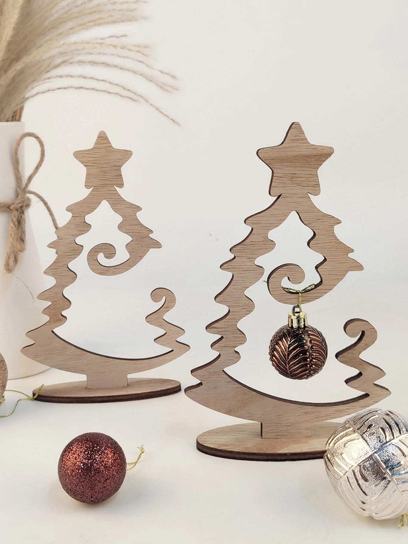 8.26 inch Christmas Interior Wood Decor Christmas Tree Hanging Creative Tabletop Decor Christmas Furniture Decor