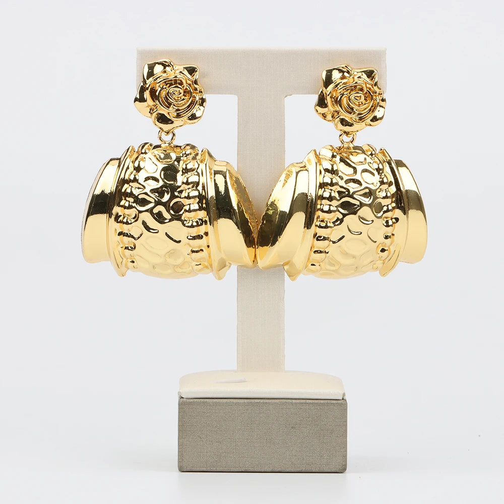 African Women Jewelry Set Pendant Necklace Earrings Weddings Design Bracelet Ring Jewellery Party Bridal Dubai Accessory Gift