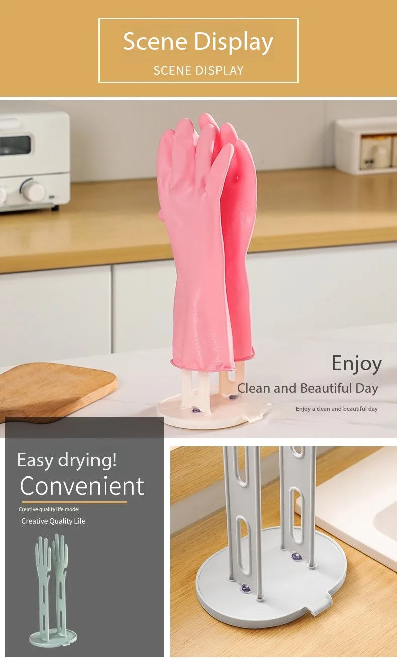Kitchen Glove Drying Rack with Drainage Base Rubber Glove Holder and Towel Storage Box Plastic Kitchen Sink Accessories