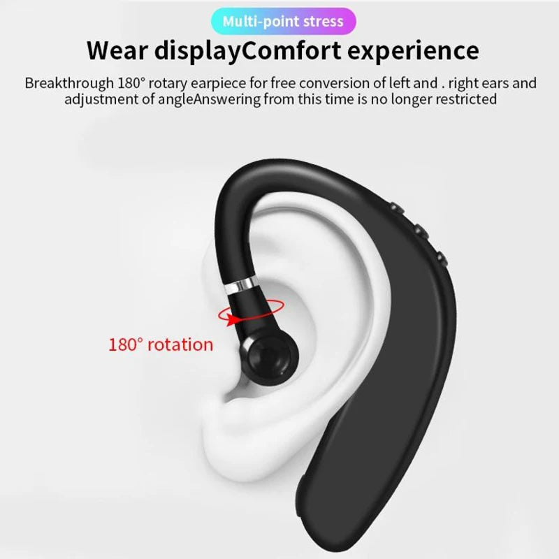 New Single Ear Business Headset Bluetooth Ear Hook Earphone HIFI Stereo Comfortable Wear For Music Work Drive Delivery Headphone