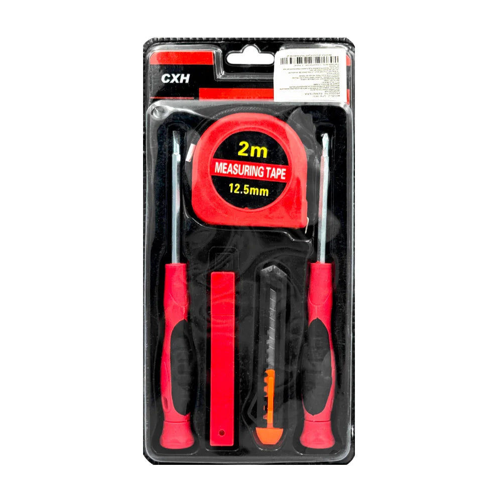 [GDL] 4-Tool Set with 2 Screwdrivers Utility Knife & 2m/cm²/gpm-8682 Measuring Tape Attractive for Home Improvement