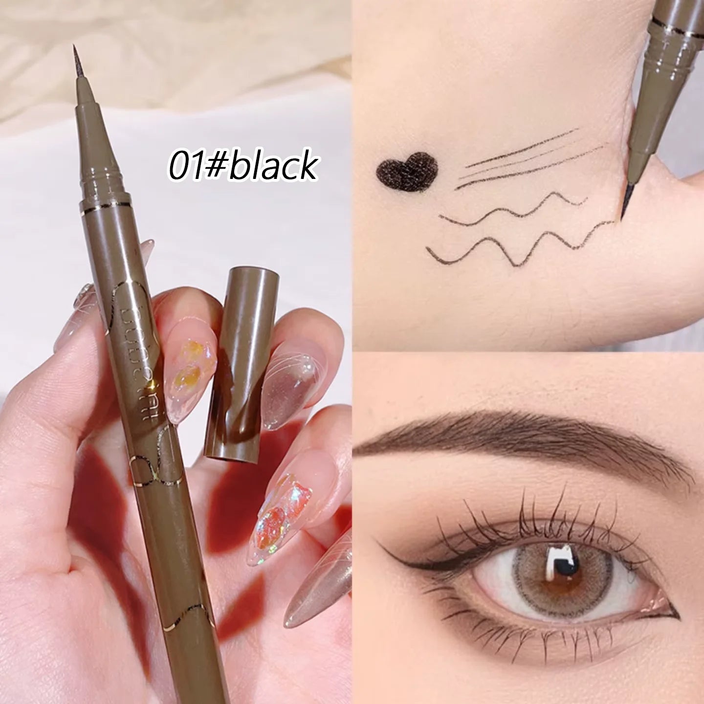 Slim eyeliner is waterproof, sweat-proof, long-lasting and non-smudged. Newbie brown eyeliner liquid pen